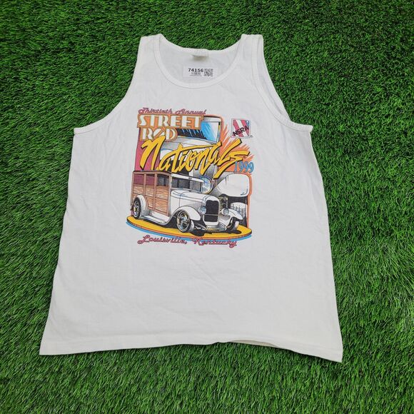 Vintage 1999 NSRA Hot-Rod Tank-Top M/L 20x26 White - Picture 1 of 11